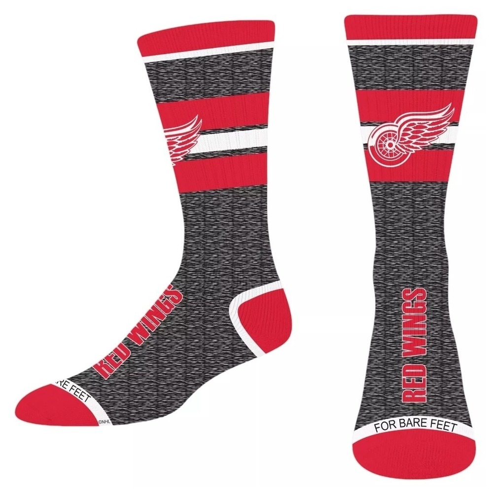 For Bare Feet Detroit Red Wings Socks Men's Size Large 10-13‎ New